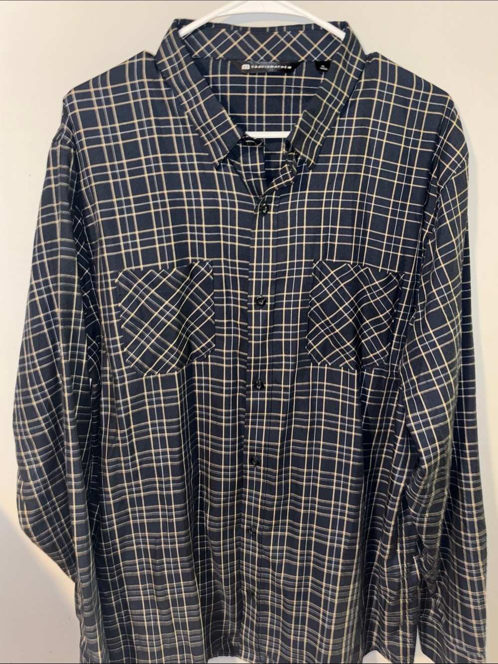 Travis Mathew Navy & Cream Plaid Button-Down Shirt